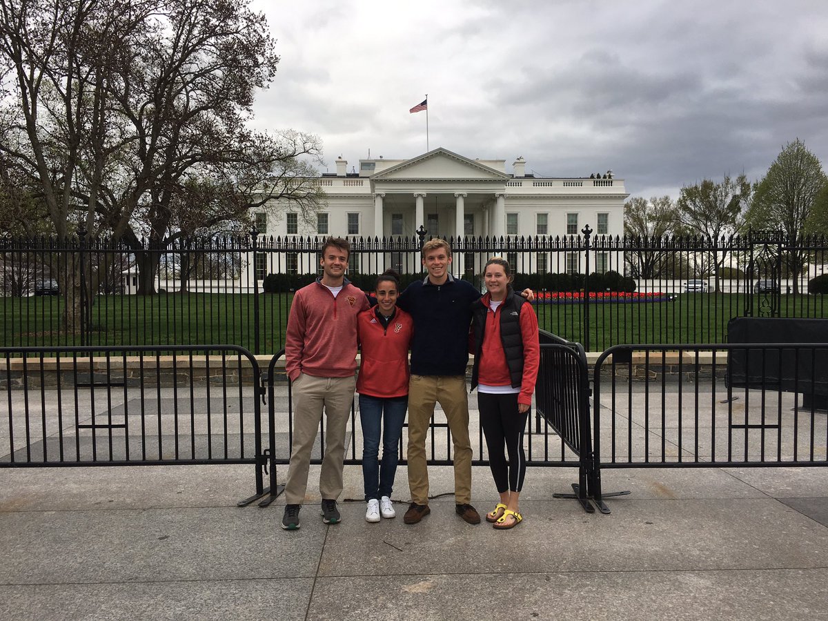 CoachBeil's tweet photo. #FlaglerTrack visiting the White House en route to George Mason University.  First time in the city for three of them!  @FlaglerSports https://t.co/SQMIKyHLeN