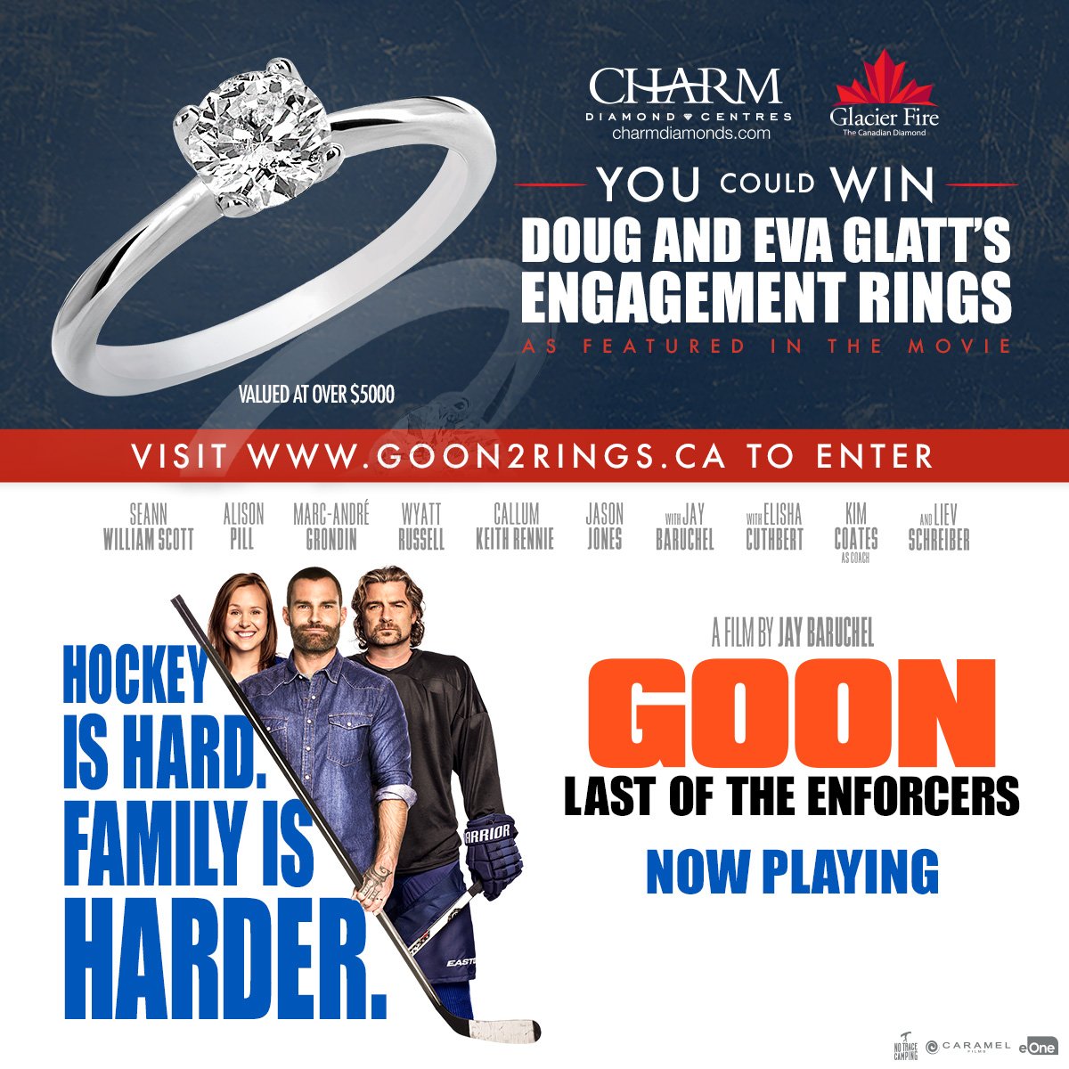 Found the Eva to your Doug? 💑 Surprise your special lady with a @CharmDiamonds engagement ring, as featured in #Goon2! Visit goon2rings.ca.