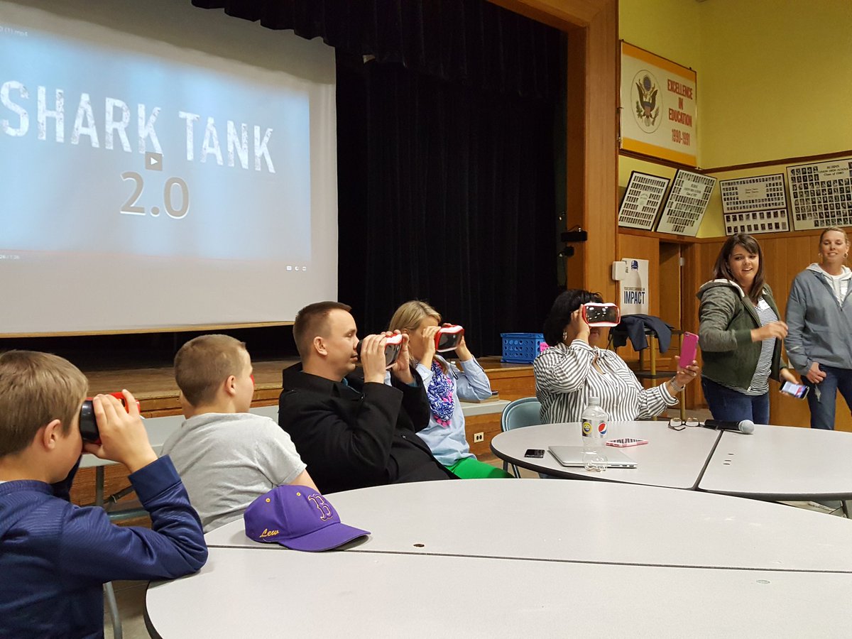IamEricNichols's tweet photo. @dsmewinn @MJSieg sharing virtual reality with Shark Tank 2.0 judges #harneytech17 https://t.co/Kl2sw3PA4V