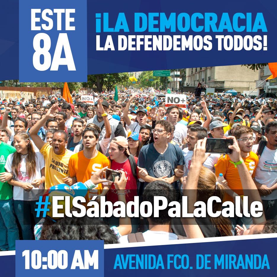 La represión del régimen no detendrá el cambio en Venezuela. Mañana vamos todos a la Av. Francisco de Miranda en paz #ElSábadoPaLaCalle