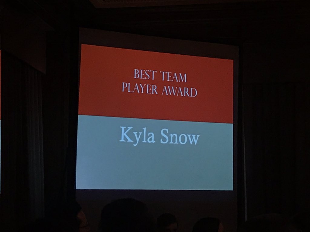 OhioStateLJ's tweet photo. Best Team Player Award goes to 3L Kyla Snow! #OSLJ https://t.co/5RBqMxxN88