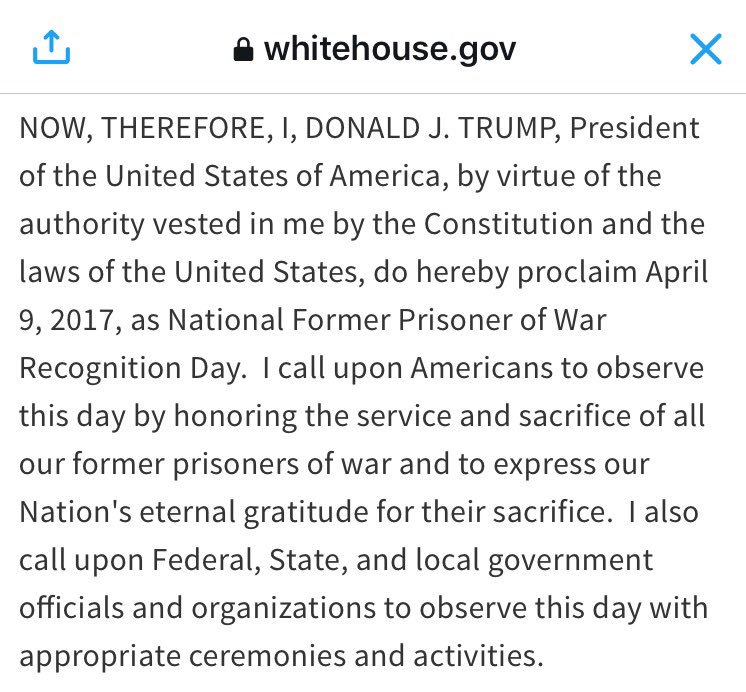 'He was a war hero because he was captured. I like people who weren’t captured.” -Trump

Also Trump: 
#NationalFormerPOWDay #McCain #april9