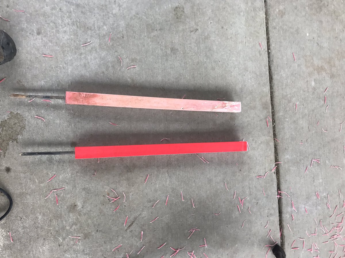 turfskipper's tweet photo. Thanks to whoever posted this idea on Twitter! We planed 1/64" off of our red lateral stakes. Makes them look brand new again! https://t.co/di7jLuBT9j