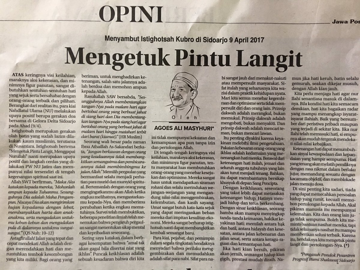 gusali_bsh's tweet photo. Silahkan baca tulisan saya di "Opini" Jawa Pos hari ini. "Mengetuk Pintu Langit" https://t.co/CbRoChiH0g