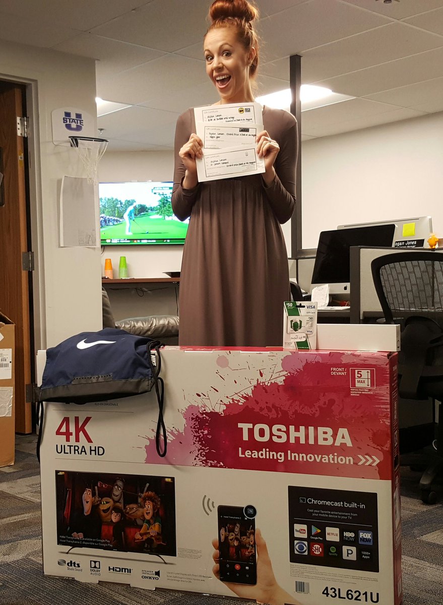 UtahStatesman's tweet photo. Congrats #usubrackets winner @Lysslars14. Thanks to our sponsors: @loganregional, @BWWings, @usuHURD, Pride Embroidery, @Eskaped https://t.co/6nCdElxKhL