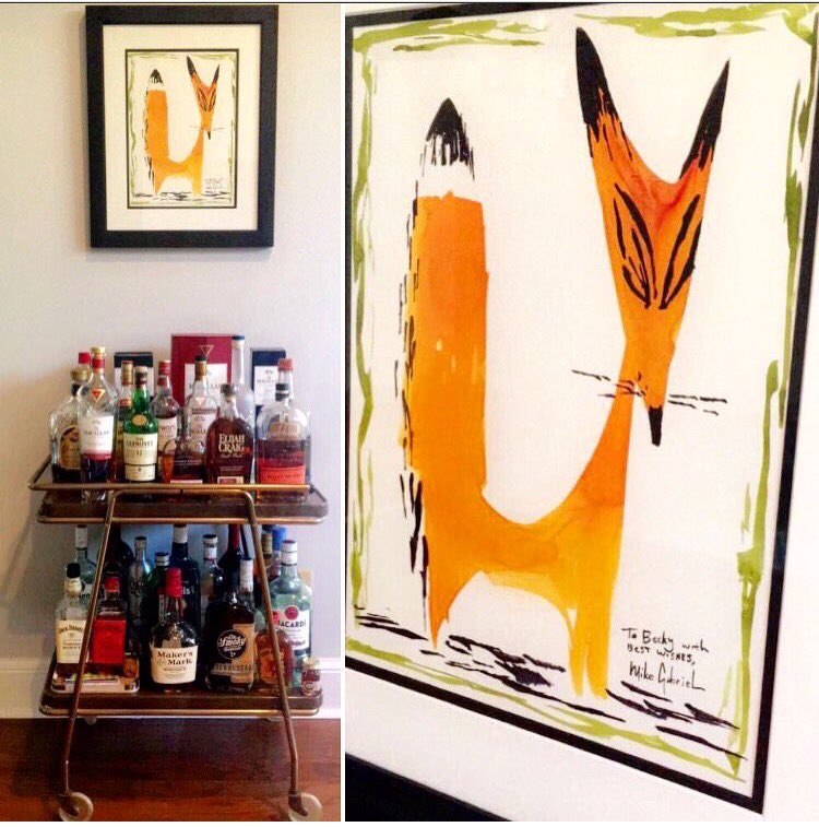 beckyscvb's tweet photo. Love this sly fox guarding my barcart & love the art of #MikeGabriel. @tikitango #pawsoffmyscotch #disney #mcm https://t.co/xWOYiCJQgU