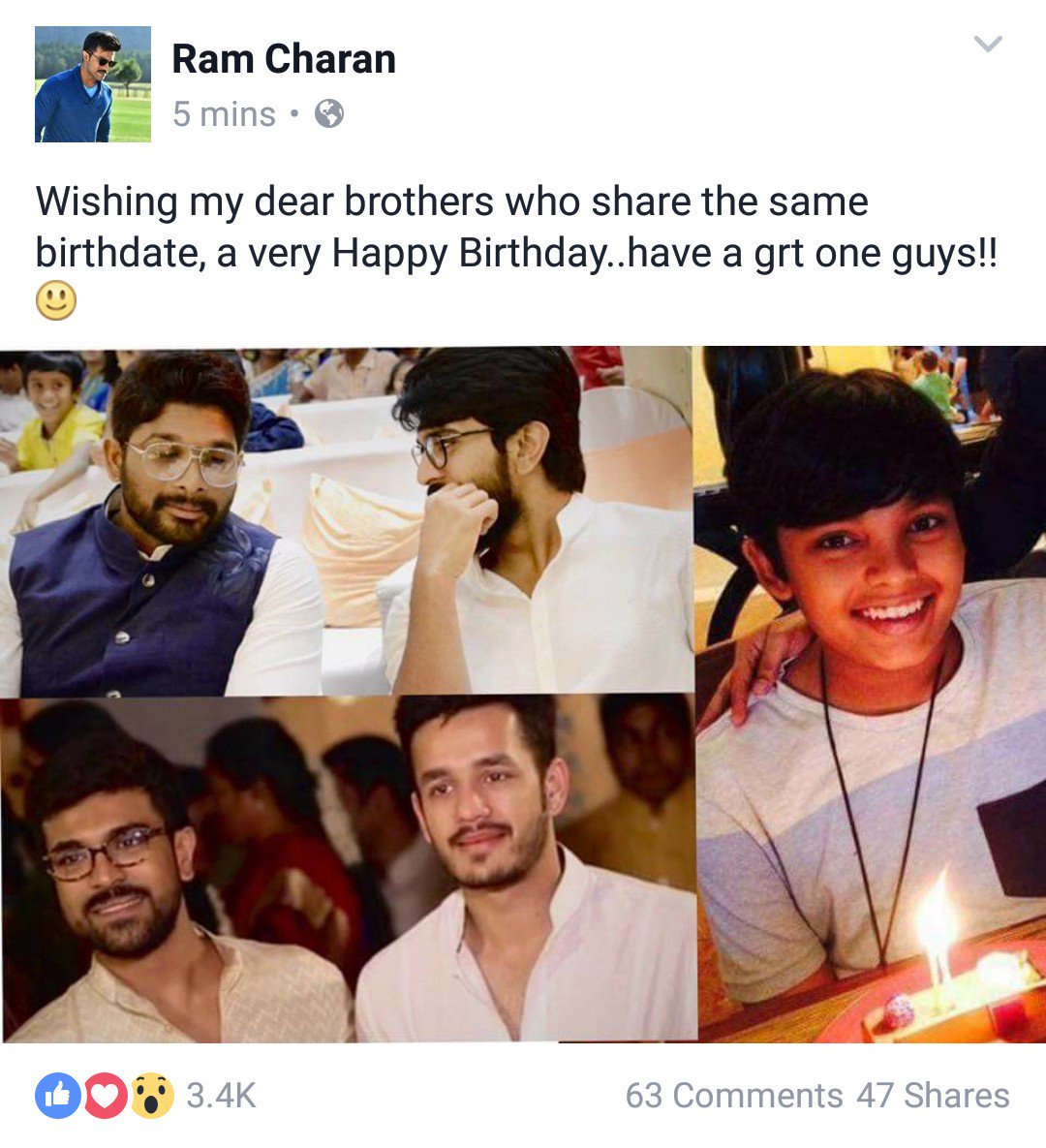 AkhilFansOnline's tweet photo. Ramcharan Via Fb #HBDAkhilAkkineni https://t.co/31XxrosAu0