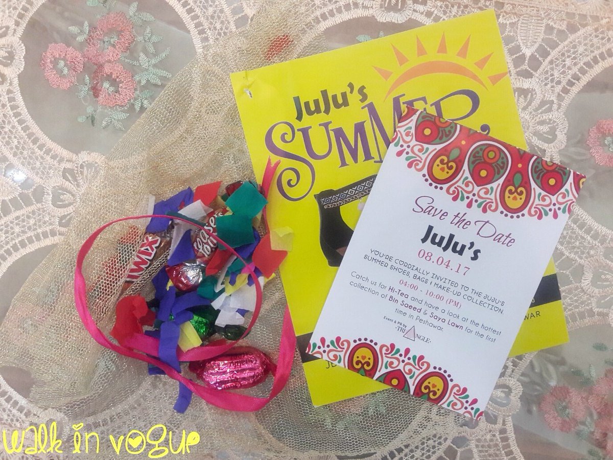 walk_in_vogue's tweet photo. Thanks #Triangle4 for the lovely #JuJus #Peshawar #Invite 💛

#FashionStore #SaveTheDate #8thApril2017 #Triangle #PR #Chocolates #Confetti https://t.co/egWWk2Wkf5