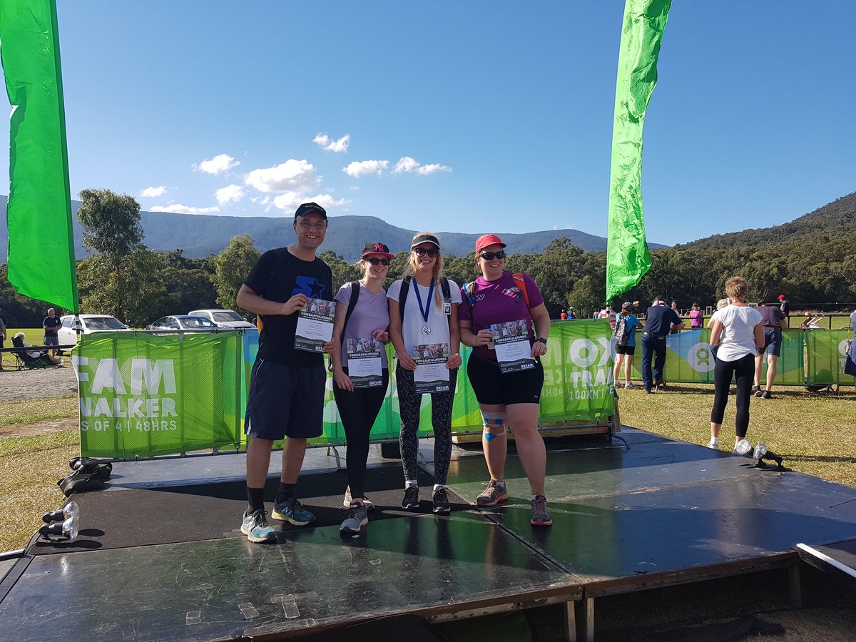 helen_privett's tweet photo. They did it! #teammv #otwm @OAusTrailwalker. Well done Andrew, Kate, Krystal and Zoe!!! https://t.co/QvL8dvy82M