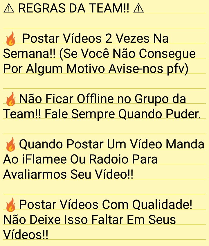 🔥NOVAS REGRAS DA TEAM🔥