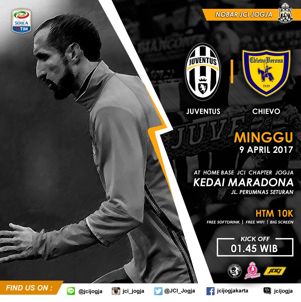 Nobar Serie-A <a href="/JCI_Jogja/">Juventini Chapter Jogja - Official</a> 
Juventus vs Chievo
OG 01.00
Htm 10 k 
<a href="/KedaiMaradona/">Kedai Maradona</a> 

#BudayakanNobar
#JuveDay