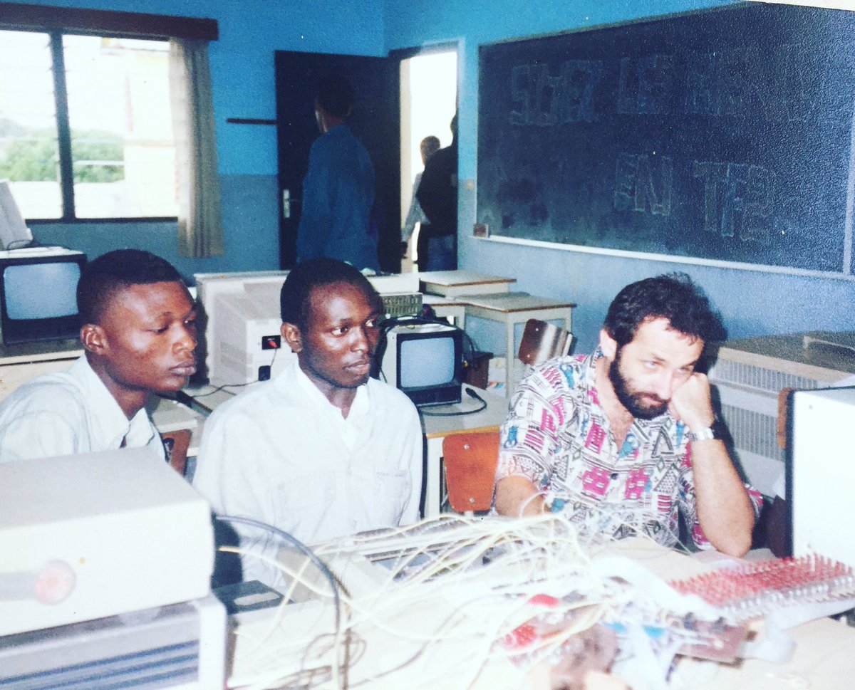 pifparfait's tweet photo. We were trying to fix a bug, hours, before the expo 93 with our Mentor and Professor Piotr #turing #machine #universalturingmachine #africa https://t.co/QJ42CaMYbb