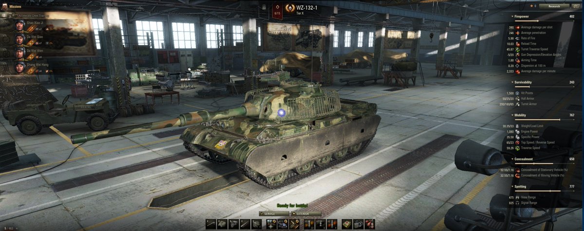 Akira Bangkok Ar Twitter Wot テストサーバーのマイクロパッチがあったので Tier10のltが気になって中華tier10 Wz 132 1 に乗ってみた フリー経験値 もかなりあったので 搭乗員の育成を急速に行って 7 8個持ちにして 拡張パーツも大盛 金弾運用で戦闘に 弾速が