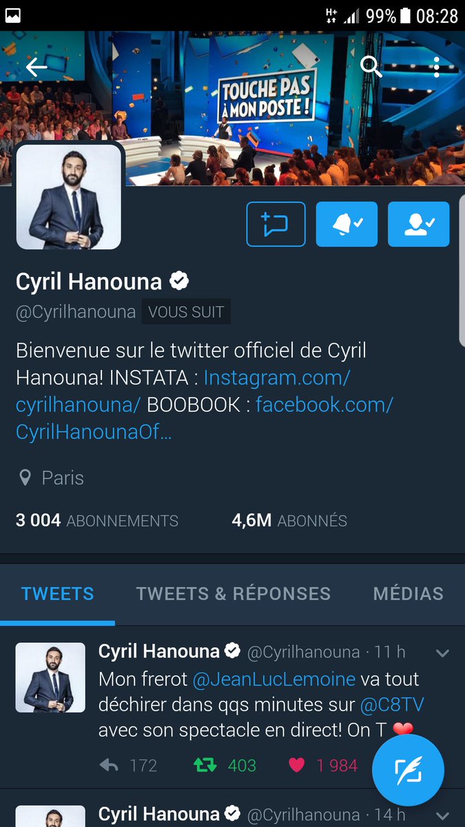 sisqoludo's tweet photo. @Cyrilhanouna rho put@!# c'est un grand jour pour moi merci mon baba ❤❤❤ chuis dingue de toi depuis les coulisse de comedie. Jtm fort ❤❤❤💋 https://t.co/NzytFgEFtp
