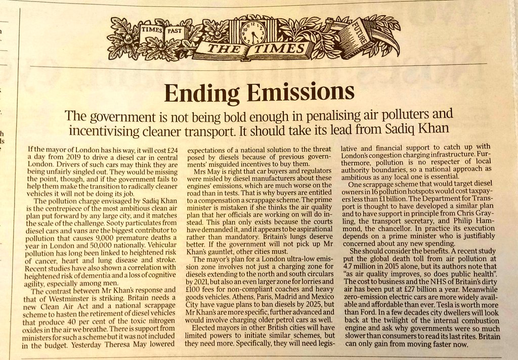 My plans to clean up London's air in this week's <a href="/thetimes/">The Times and The Sunday Times</a>. Under these plans, London will have the toughest emission standards in the world