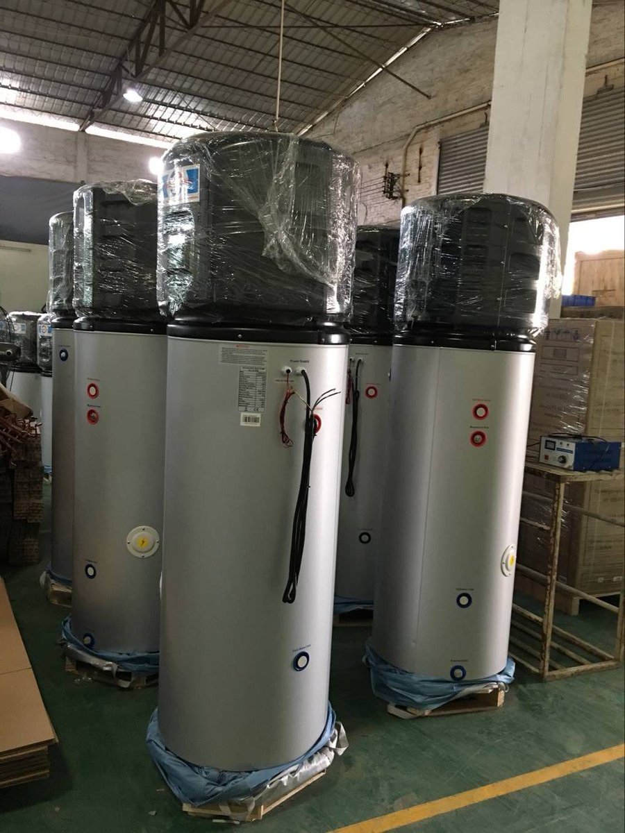 Mei123Yin's tweet photo. Mass production of all in one heat pump:heating capacity 3KW, water valume: 200L&amp;100L. Max water temperature 60℃，LCD digital controller. https://t.co/Zn57YdL9EN