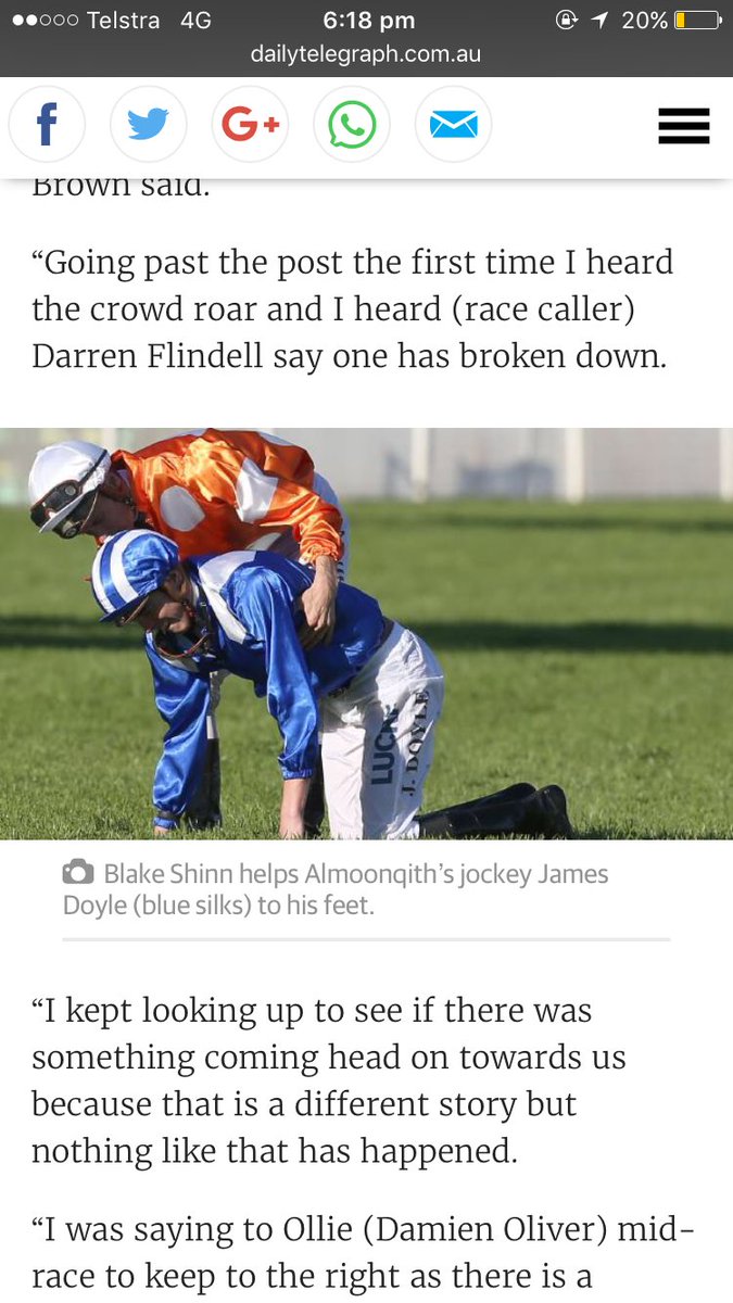 Well done <a href="/blake_shinn/">Blake Shinn</a> .Very tough day for racing but images like this say a lot about our industry #respect