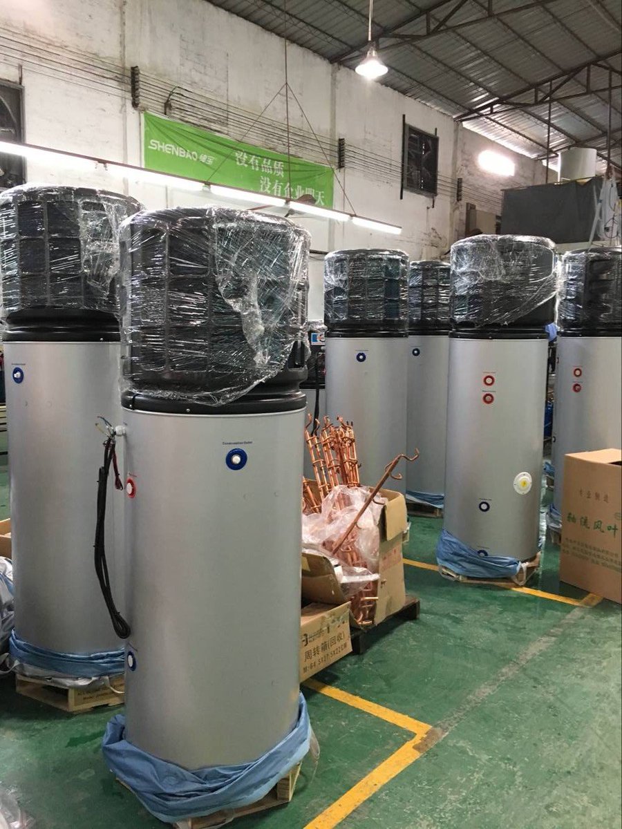 Mei123Yin's tweet photo. Mass production of all in one heat pump:heating capacity 3KW, water valume: 200L&amp;100L. Max water temperature 60℃，LCD digital controller. https://t.co/Zn57YdL9EN