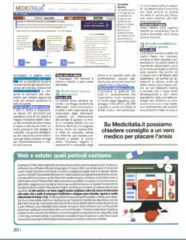 elirossa's tweet image. Per Computer Deal il sito di @Fondaz_Veronesi è il più affidabile per trovare informazioni di #salute e non solo. #computerdeal