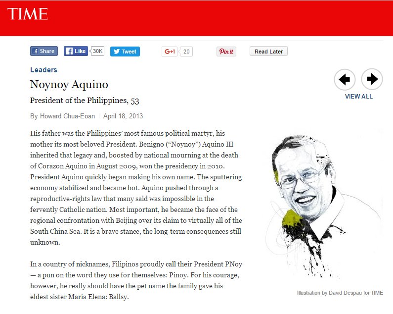 donthebasher's tweet photo. From https://t.co/SIu4LhfL5t , 2013 Time Magazine 100 Most Influential People.
Interesting comment about PNoy's stance against China. https://t.co/lzbvNxXbgS