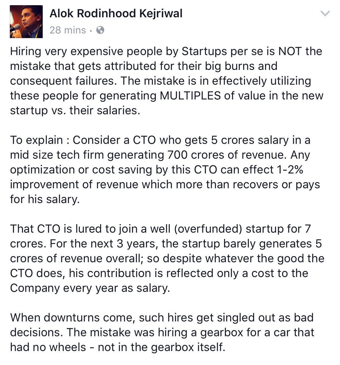 rodinhood's tweet photo. Hiring very expensive people is NOT the mistake Startups make; Not having a business 4 these hires 2 generate ROI (on their salaries) is. https://t.co/bLMgjqVeV6