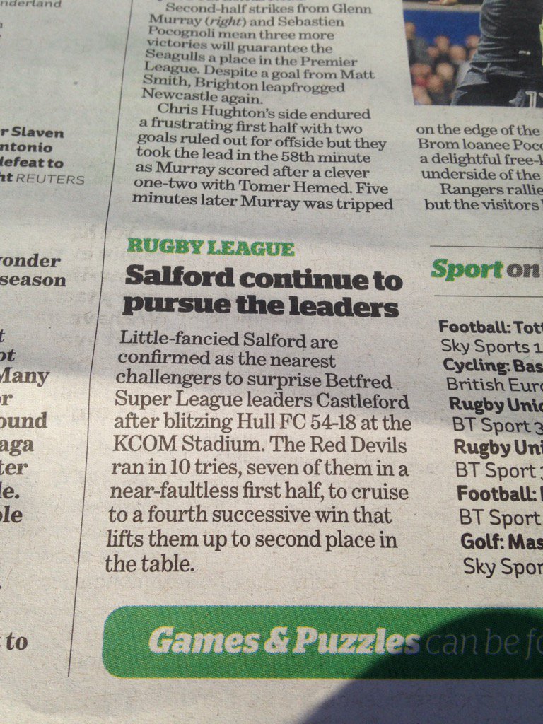 ricrawson01's tweet photo. Things ARE looking up!.
We're even in the i newspaper today!.Keep
On keeping on,Salford!.
#RedDevilsrising https://t.co/nqtTehKv1e