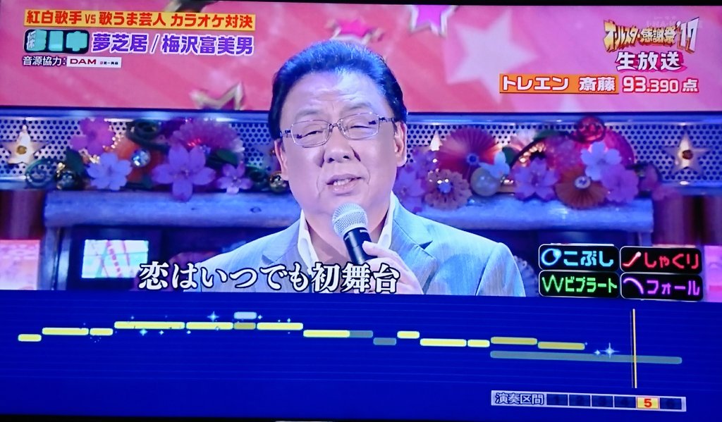 こーた 予想通りアレンジ加えすぎ こりゃ点数は伸びんわ笑 オールスター感謝祭17春 オールスター感謝祭17 オールスター感謝祭 梅沢富美男 カラオケ対決 夢芝居