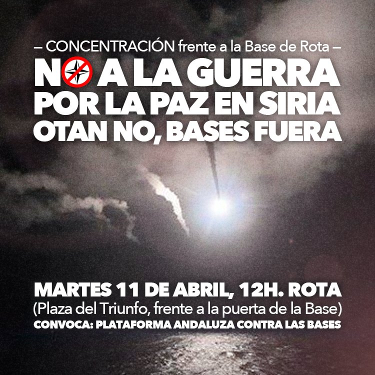 OTANno_AND's tweet photo. El martes TODAS y TODOS a ROTA. 
Andalucía es tierra de paz!
Ni un palmo de nuestra tierra para la guerra!
PARTICIPA, DIFUNDE, ACTÚA https://t.co/AiE6cZBLic