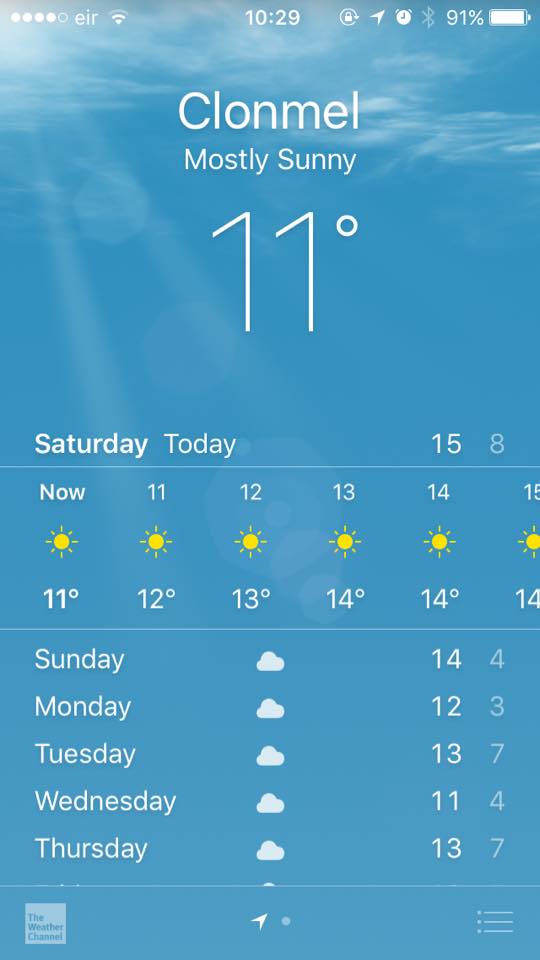 flemingoptician's tweet photo. It looks like it going to be a nice day in #Clonmel, time to take out the sunglasses😎 #bluesky #sunshine #sun #weekendvibes #sunglasses https://t.co/N2ykSrJ2Da