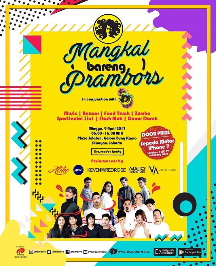 Besok aku bakal nyanyi pukul 09.00 Pagi di acara "Mangkal Bareng <a href="/Prambors/">prambors</a> " Plaza Senayan Selatan. See ya 👋🏼