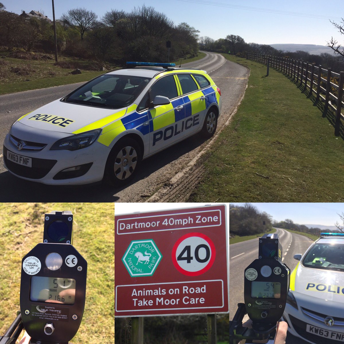 DCPoliceRural_D's tweet photo. It's a cracking day, please don't spoil it by driving without #MoorCare Be #MoorAware🐴🚴🏻🐑🚜🚔 2 reported for 50+Mph already #Wotter #Dartmoor https://t.co/VbNv2duHQT