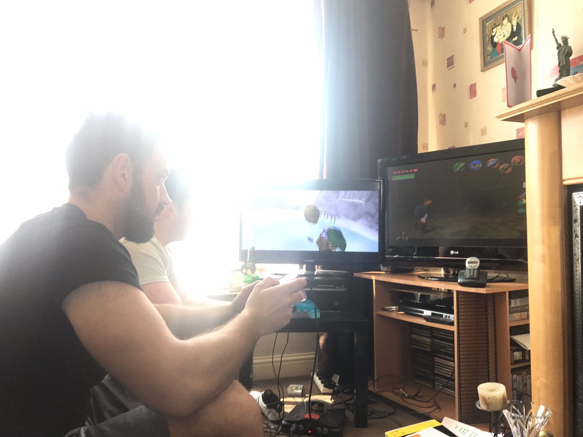 shanespe's tweet photo. On the sunniest day of the year two young Irish men have decided to complete both n64 Zeldas.Taking shots whenever they learn a new song =] https://t.co/WVwMcHRoQY