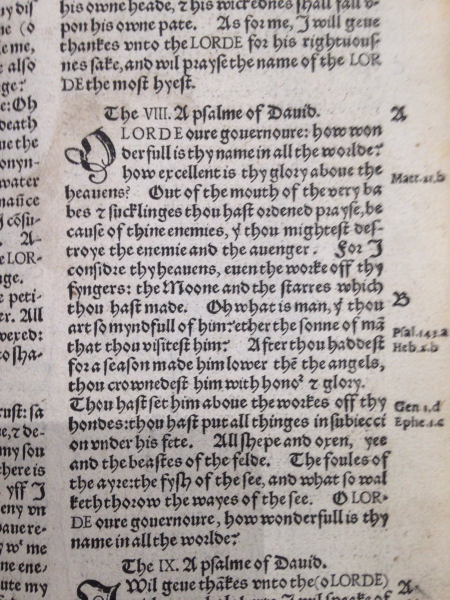 Psalm 8 (one of my favourites) from the 1535 Coverdale Bible in my library @RochesterCathed #MoreThanAChurch