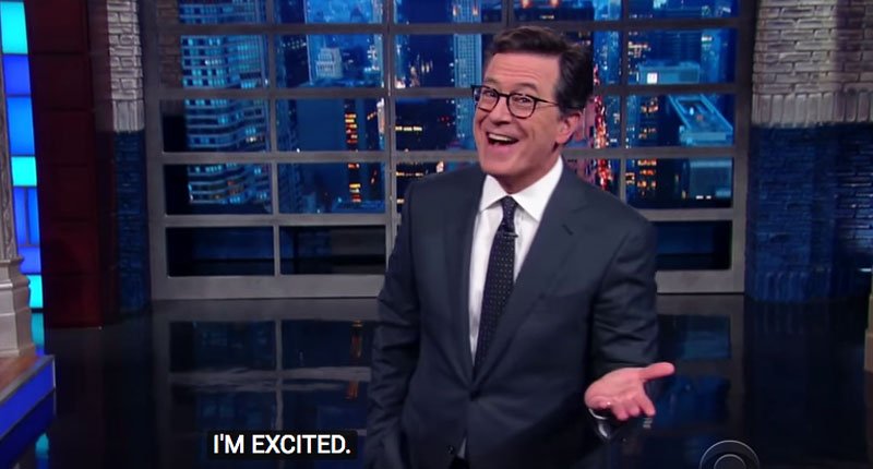 RawStory's tweet photo. ‘Your dad lost here by 90 points’: Colbert ridicules Trump Jr. for talking about running for governor of NY https://t.co/cc5LFasGCr https://t.co/zjBGRQaapI