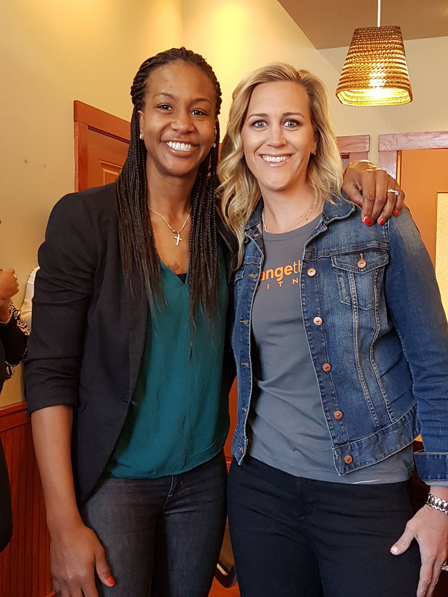 Catchin24's tweet photo. Teammates Supporting Teammates! Thank you former #WNBAFever teammate & friend Katie Douglas for stopping by @TeasMeIndy https://t.co/JZ80L5w5l9