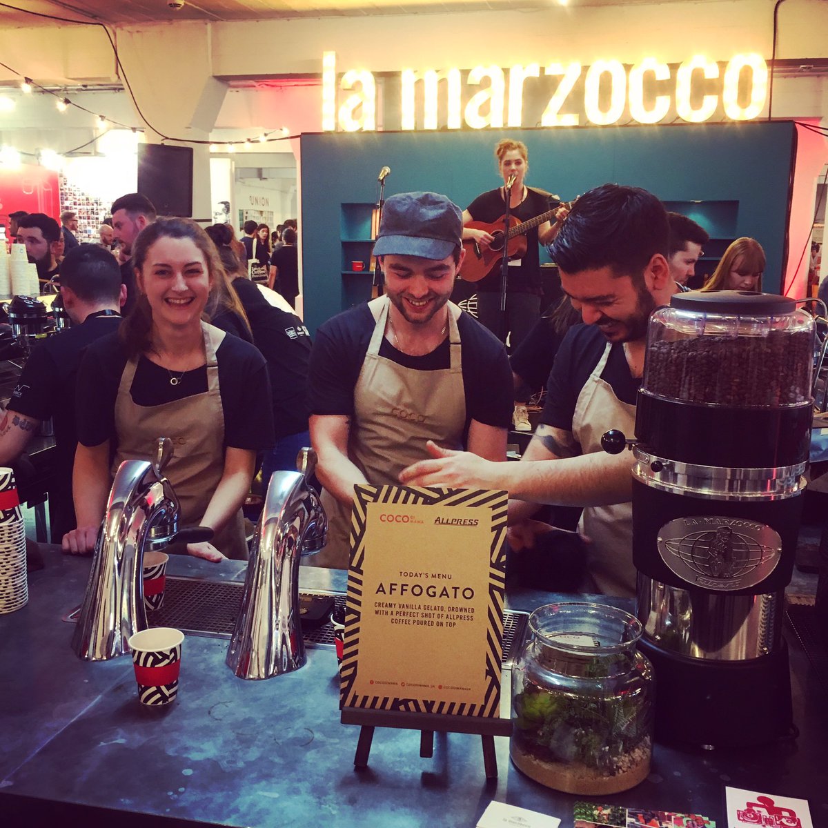 We're at <a href="/LdnCoffeeFest/">The London Coffee Festival</a> serving up <a href="/AllpressDalston/">Allpress Espresso UK</a> affogatos at <a href="/lamarzocco/">La Marzocco</a>'s True Artisan Cafe! ☕️🍦☀️#lcf17