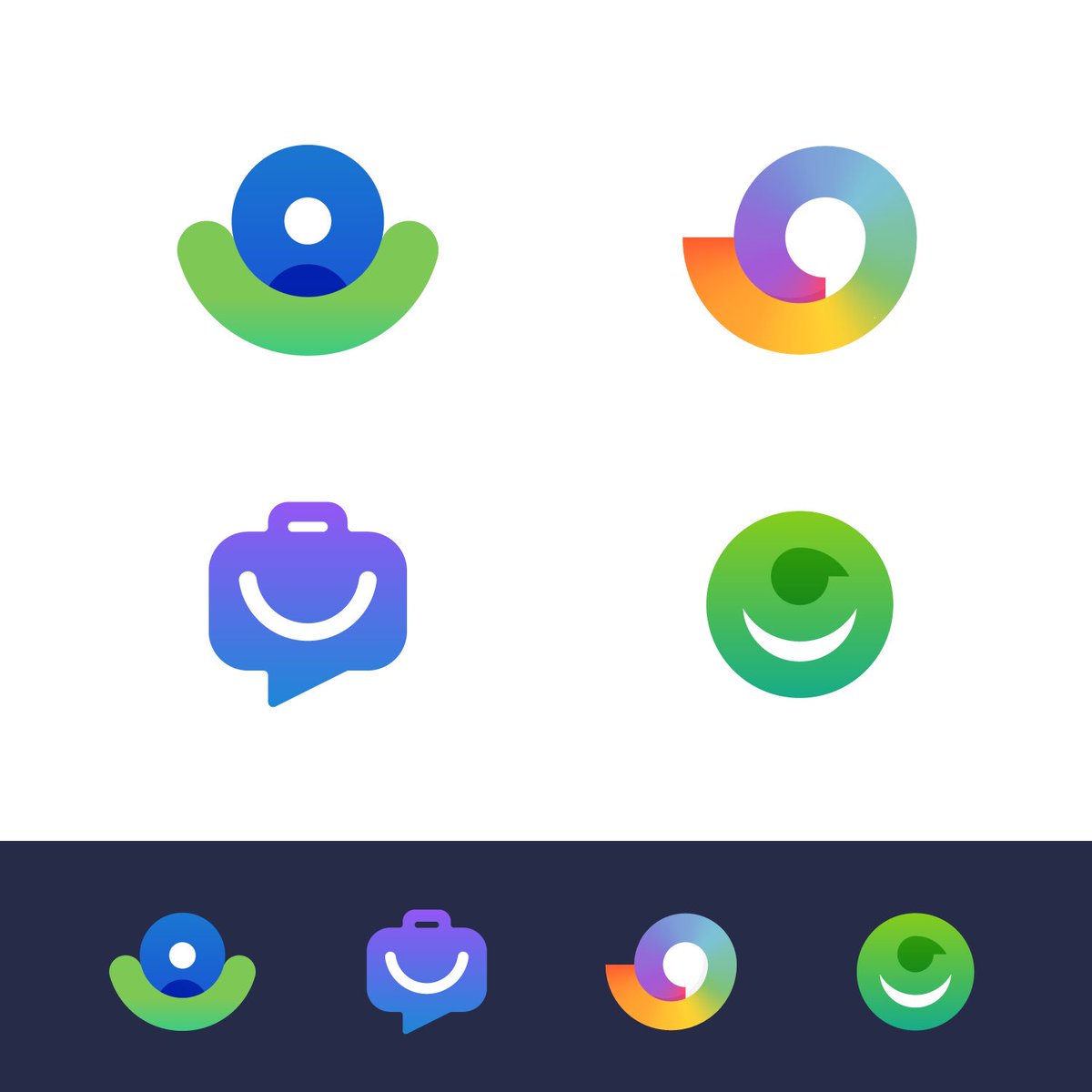 Jeroenvaneerden's tweet photo. New concept direction for an ongoing project. Aimed to capture 'happy' (career) 'talks'. Which one is your fav? #logofeedback https://t.co/PzbuMgzQnA