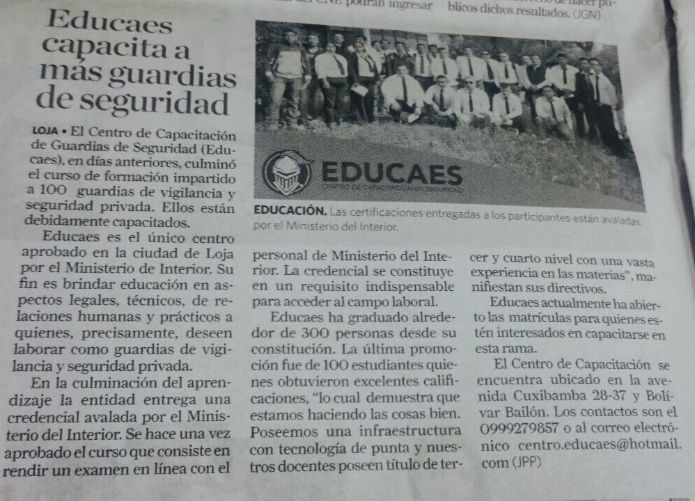 educaesloja's tweet photo. #Educaes capacita a más guardias de seguridad ciudadana en #Loja https://t.co/1dVTu6fuQ6… https://t.co/mhpCYQGCuI
