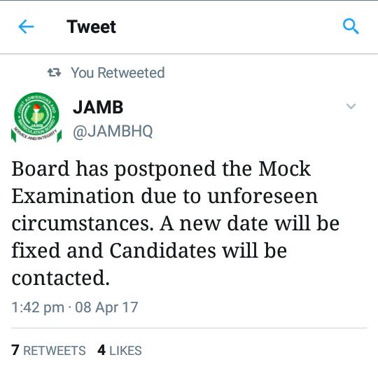 WuishiDike's tweet photo. @JAMBHQ
My initial doubts about mock exam holding today 8th Apr '17 were on order.
Like I said b4 @JAMBHQ is #Overprepared for #UTME2017 https://t.co/mdXIiTH8jG