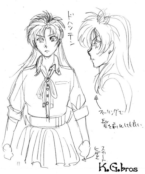 サークル「MBL」さんの寄稿原稿を描く際に用意した
美緒ちゃんの2面図。
この怒髪天な髪型がちょっと大変でした。
でも天野邪子といい、アタクシこういうキャラ好きね～w 