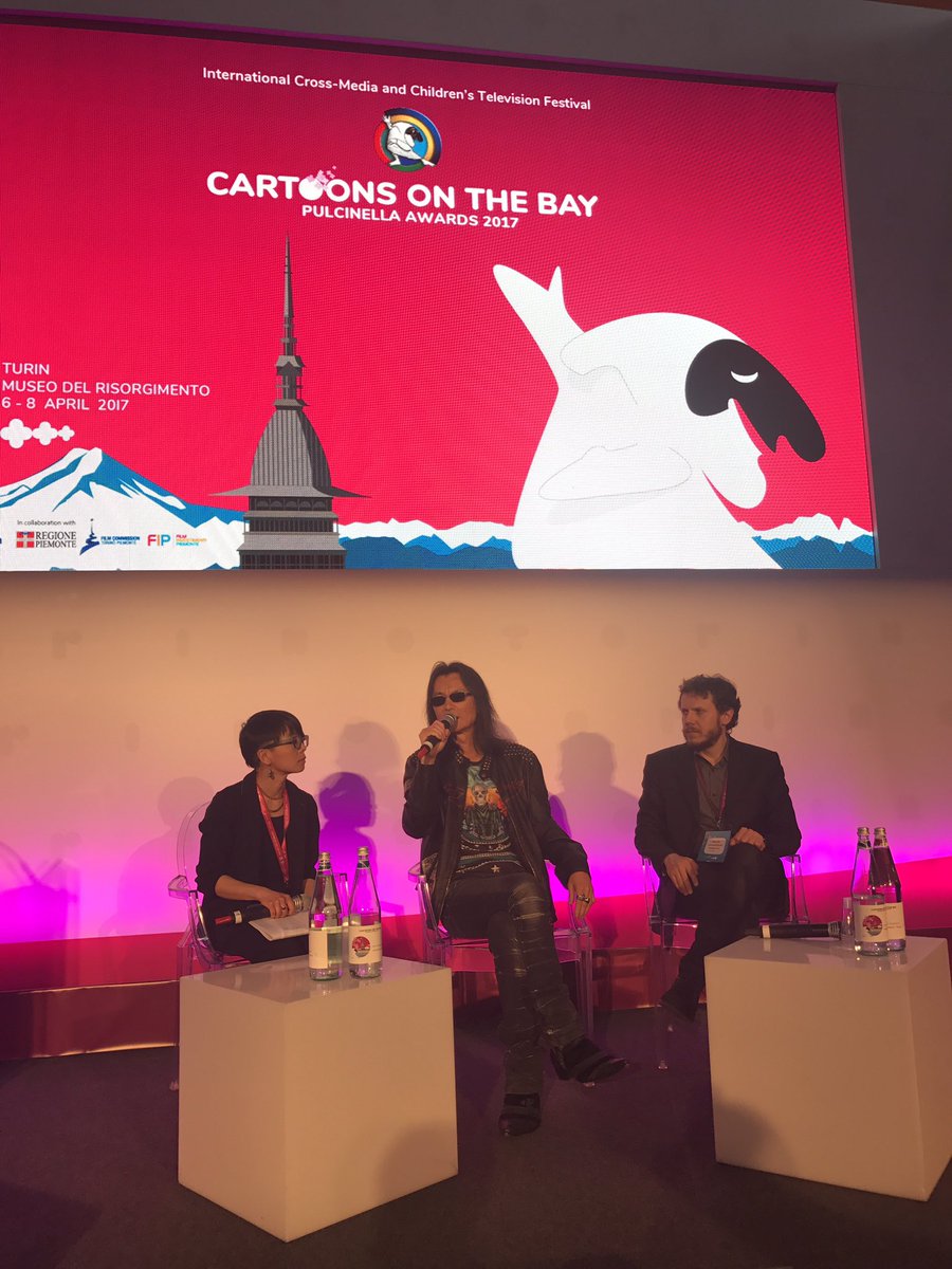 MicaelaRomanini's tweet photo. Il maestro #TomonobuItagaki, Premio Speciale @Cartoonsonthebay1 parla della transmedialità tra Videogiochi Animazione #cotb2017 @Raicomspa https://t.co/7nV08Uidmc