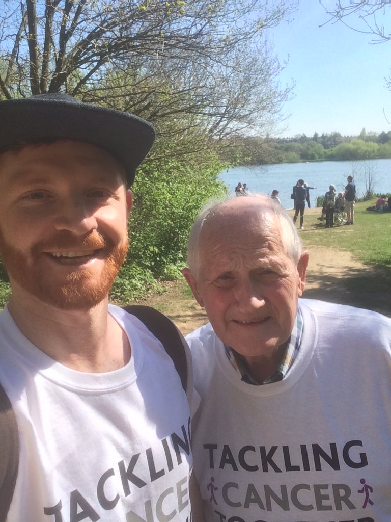 otarees's tweet photo. Me and Dad next to the Brent Reservoir on our #Walk2Wembley for @UCHCancerFund - over £250 raised so far! Come on @Saracens #SarriesSelfie https://t.co/trlI2z0rM0