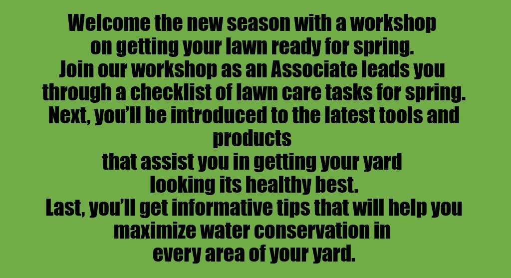 CRPaluszewski's tweet photo. #DIY Spring Lawn πPrep at the #DIYworkshop @ 10am @homedepot π±π» https://t.co/J1NaBPy7S6 #lawnprep #lawnmaintenance https://t.co/lnBZWl9eQA