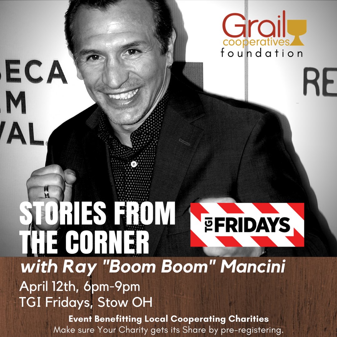 BarleyGrail's tweet photo. Join the @grailcoops foundation at TGI Fridays Stow to raise money for charity! VIP tables on sale soon! #charity #ohio #akron @realboomboom https://t.co/evSUsV93zK