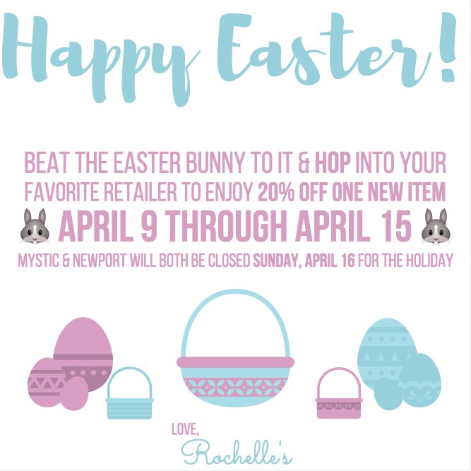 RochellesStyle's tweet image. Enjoy 20% off one new item 4/9/17 (tomorrow) thru 4/15/17 for all your Easter needs! 💛🐰🐣 srtl.co/BEEw