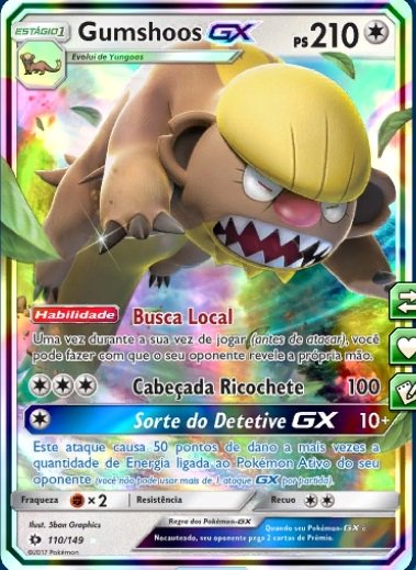 Pokémon TCG 🇧🇷 on X: Revisão de carta: Gumshoos GX Sol e Lua Ps210 Tipo:  Normal Melhor Ataque: Sorte de Detetive GX 10+ 50X a quantidade de energia  do oponente  /