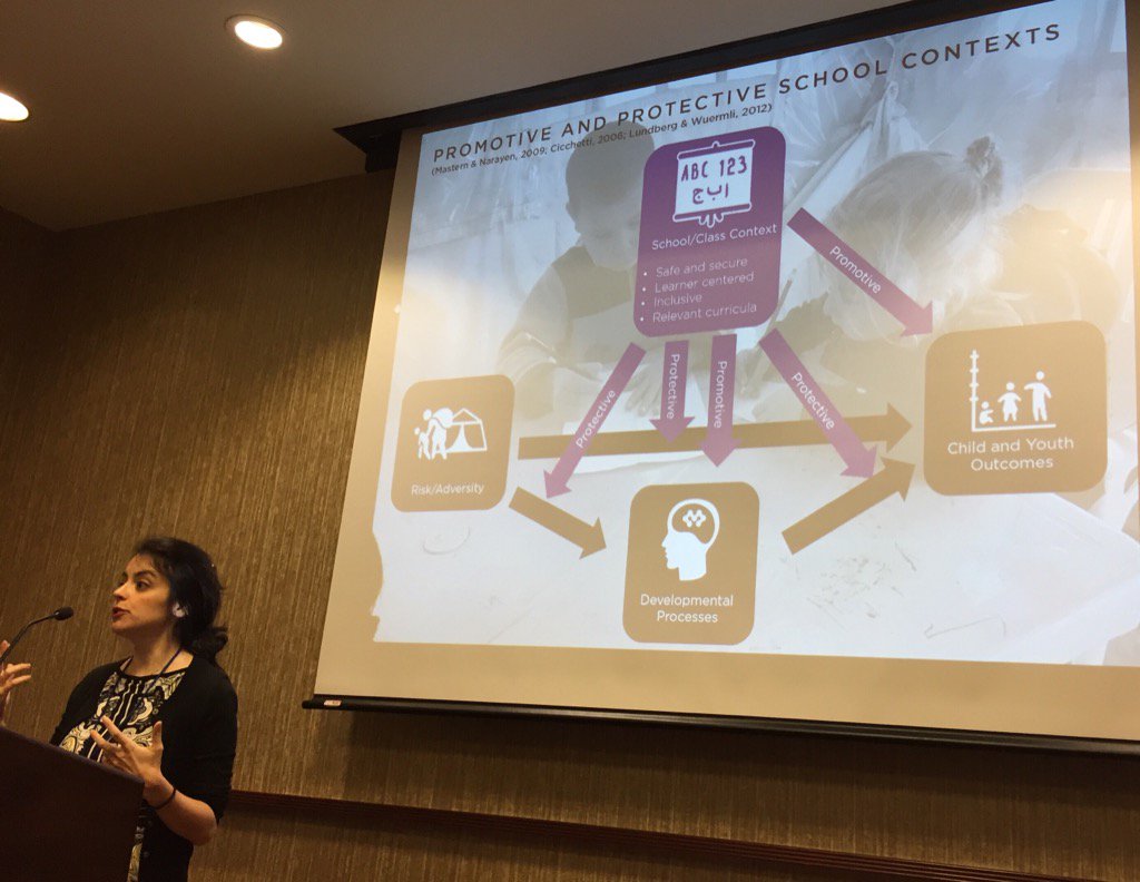 GelgiaF's tweet image. Carly Tubbs Dolan on protective school contexts 4 refugee kids #srcd17