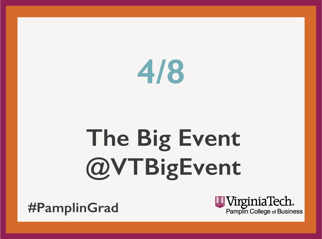 VTPamplin's tweet image. SENIORS! Send us your pictures of you volunteering for The Big event! @VTBigEvent #26MoreDays #PamplinGrad