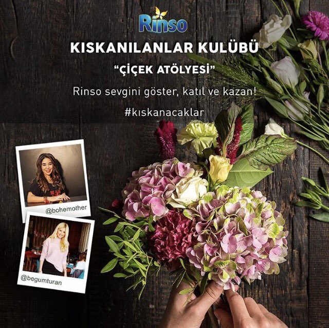 Rinso sevginizi fotoğraflayıp, instagram'da #kıskanacaklar etiketi ile paylaşın. Hep beraber "Çiçek Atölyesi"etkinliğine katılalım🌺🌸