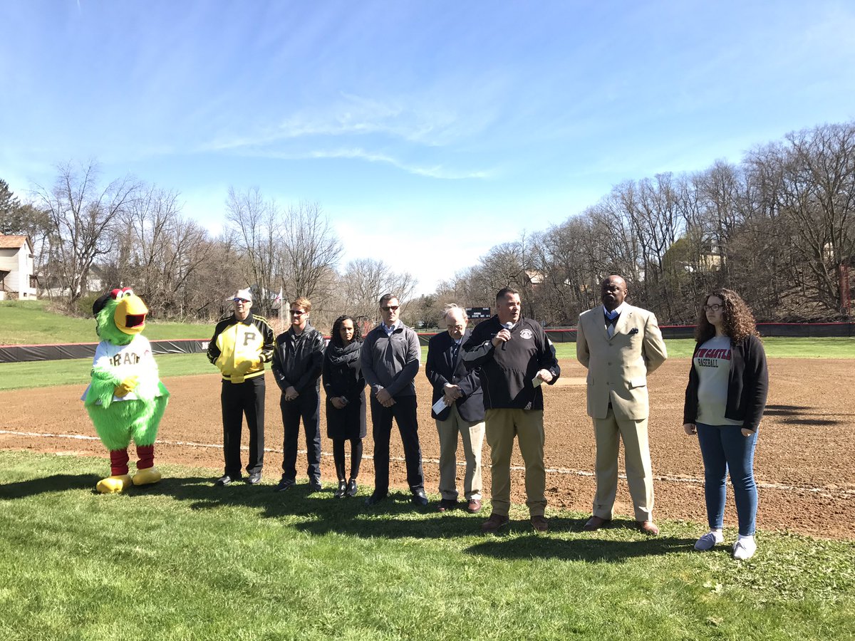 BucsCommunity's tweet photo. Pirates Charities and the @BTFToday join the City of New Castle in today's Dean Park grand reopening. #FieldsforKids https://t.co/j5XcsZh2ZH